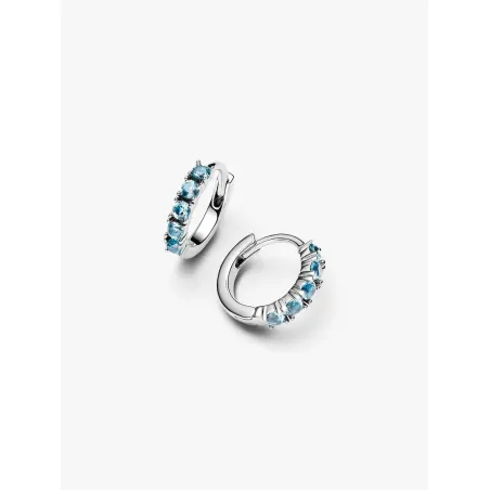 Orecchini Cerchi Piccoli Cristalli Azzurri Donna Pandora