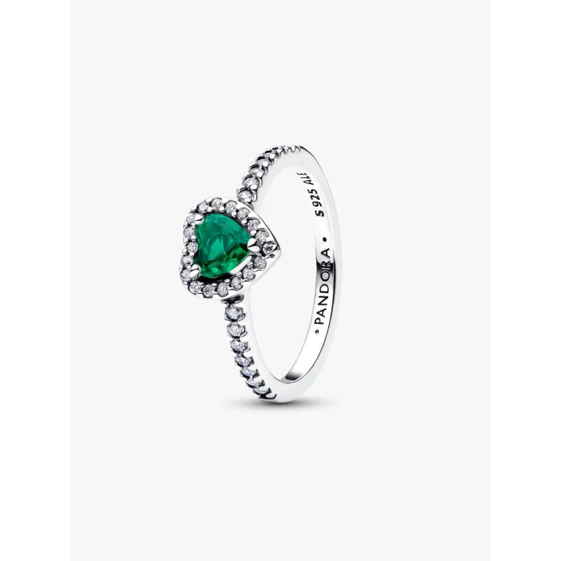 Anello Cuore in Rilievo Verde Scuro mis.54 Donna Pandora