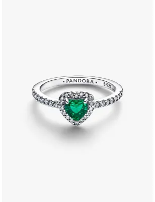 Anello Cuore in Rilievo Verde Scuro mis.54 Donna Pandora