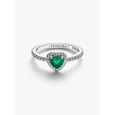 Anello Cuore in Rilievo Verde Scuro mis.54 Donna Pandora