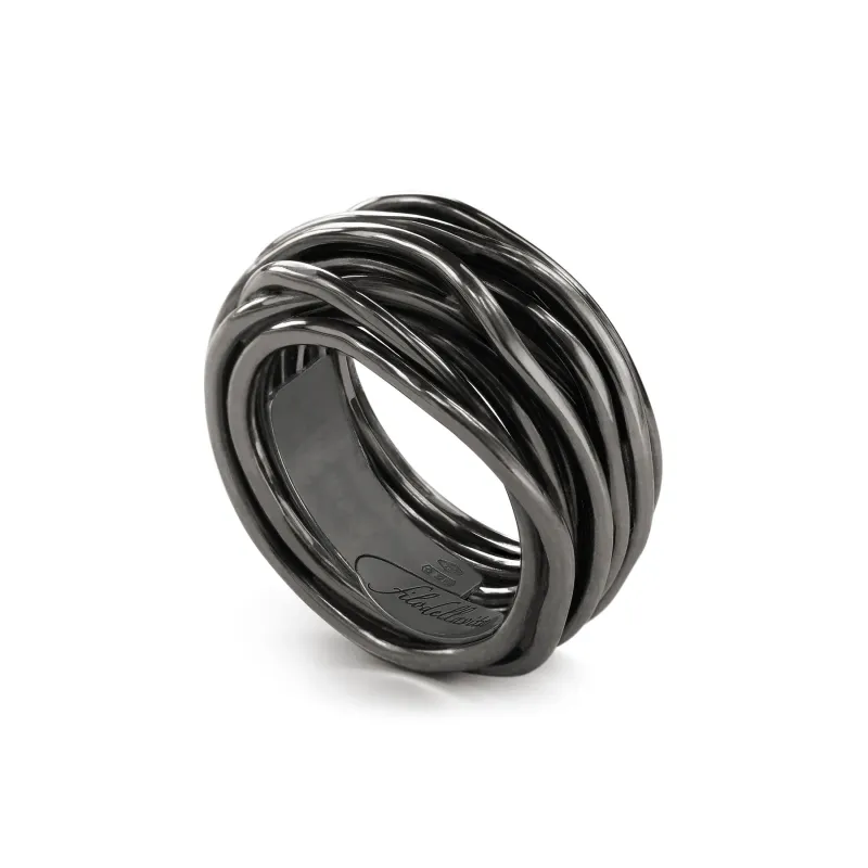 Anello Filodellavita Rock 13 fili argento brunito AN10N Rubinia