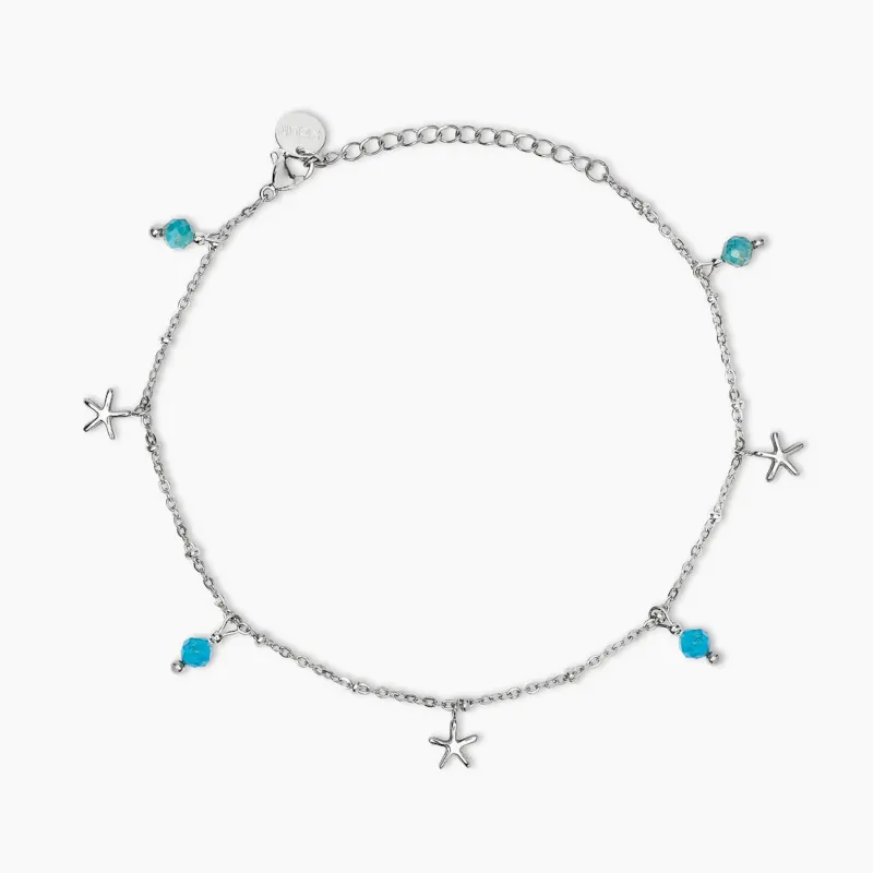 Cavigliera in Acciaio con Stelle Marine e Inserti Azzurri Kidult Cavigliera in Acciaio con Stelle Marine e Inserti Azzurri Kidult
