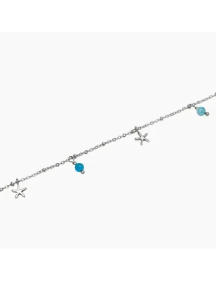 Cavigliera in Acciaio con Stelle Marine e Inserti Azzurri Kidult