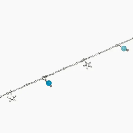 Cavigliera in Acciaio con Stelle Marine e Inserti Azzurri Kidult