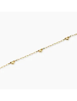 Cavigliera in Acciaio Dorato con Cuori Donna Kidult