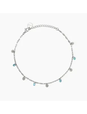 Cavigliera con Charms Martellati e Glass Azzurri Donna Kidult - category_name - XDMG De Marchi Gianotti
