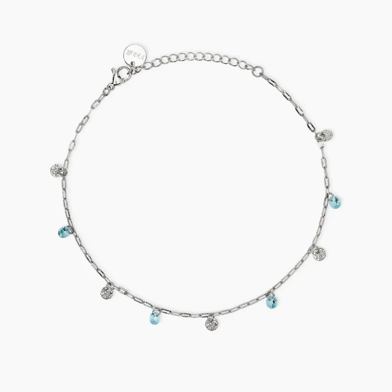 Cavigliera con Charms Martellati e Glass Azzurri Donna Kidult Cavigliera con Charms Martellati e Glass Azzurri Donna Kidult