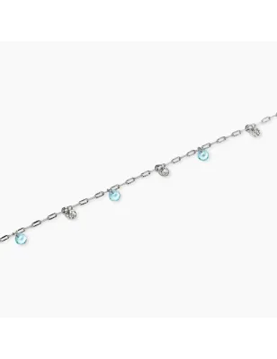 Cavigliera con Charms Martellati e Glass Azzurri Donna Kidult