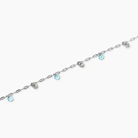 Cavigliera con Charms Martellati e Glass Azzurri Donna Kidult