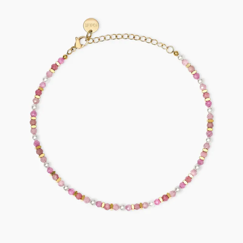 Cavigliera con Perle di Conchiglia e Pietre Rosa Donna Kidult Cavigliera con Perle di Conchiglia e Pietre Rosa Donna Kidult