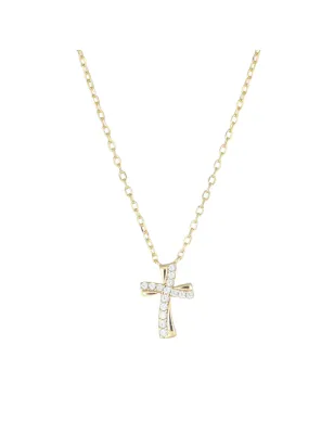 Collana Dorata Croce Ondulata con Zirconi Bianchi Donna Amen - category_name - XDMG De Marchi Gianotti