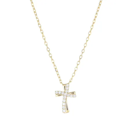 Collana Dorata Croce Ondulata con Zirconi Bianchi Donna Amen - category_name - XDMG De Marchi Gianotti
