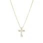 Collana Dorata Croce Ondulata con Zirconi Bianchi Donna Amen