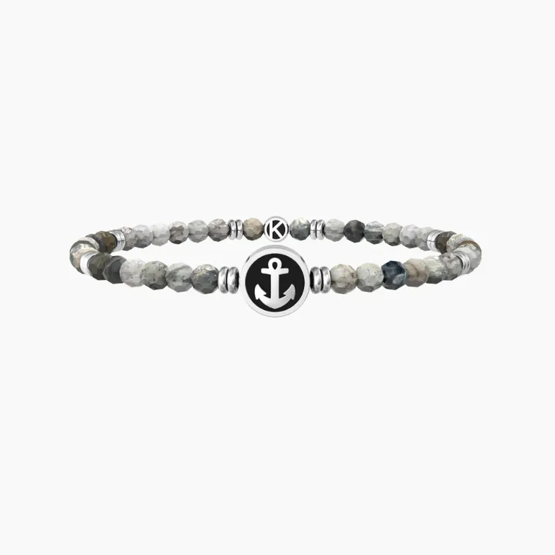 Bracciale Elastico con Pietre e Ancora Uomo Kidult Bracciale Elastico con Pietre e Ancora Uomo Kidult
