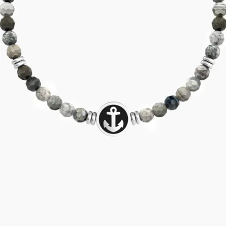 Bracciale Elastico con Pietre e Ancora Uomo Kidult