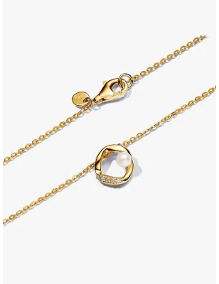 Collana Cerchio Linea Sinuosa con Perla d'Acqua Dolce Pandora