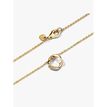 Collana Cerchio Linea Sinuosa con Perla d'Acqua Dolce Pandora