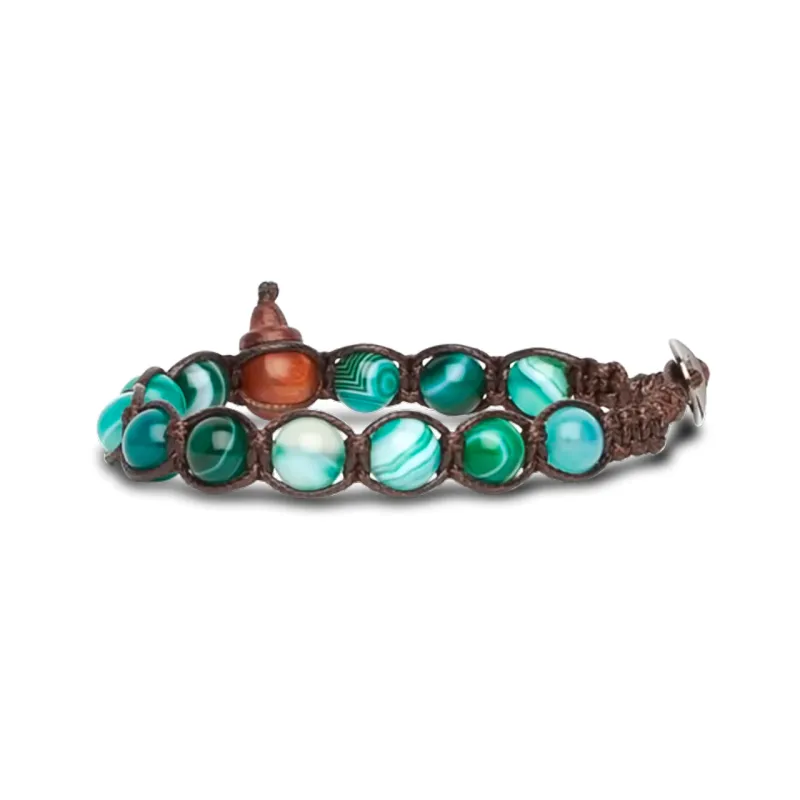 Bracciale Classico Agata Verde Persia Striata 8mm BHS900-161 Tamashii Bracciale Classico Agata Verde Persia Striata 8mm BHS900-161 Tamashii