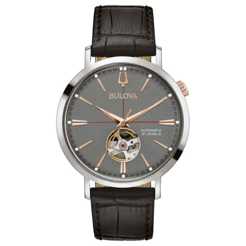 Orologio Aerojet Automatic Open Heart Anthracite 98A187 Uomo Bulova Orologio Aerojet Automatic Open Heart Anthracite 98A187 Uomo Bulova