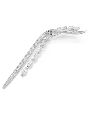 Spilla Mesmera, Bianca, Placcato Rodio Swarovski