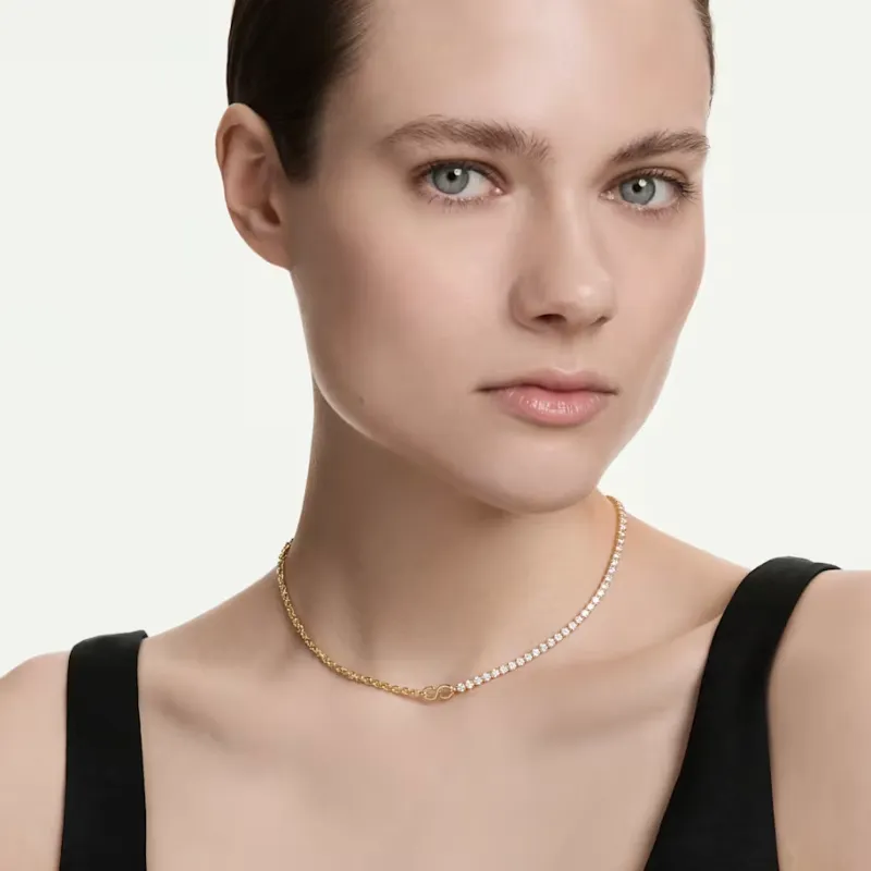 Collana Matrix, Bianca, Finitura Oro 18K Donna Swarovski Collana Matrix, Bianca, Finitura Oro 18K Donna Swarovski