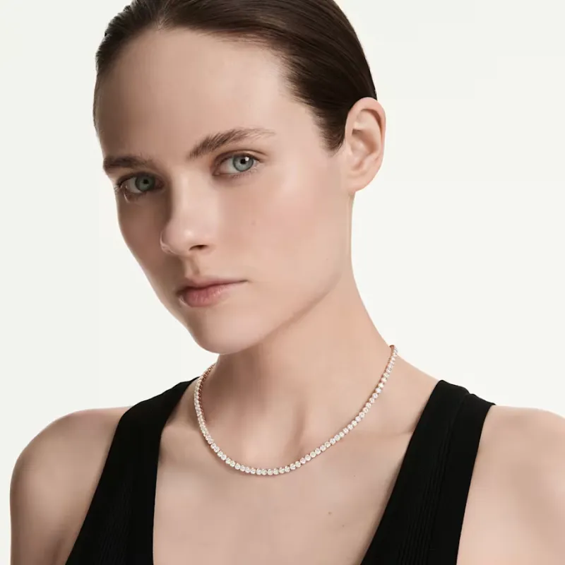 Collana Tennis Matrix, Bianca, Finitura Oro Rosa 18K Donna Swarovski Collana Tennis Matrix, Bianca, Finitura Oro Rosa 18K Donna Swarovski