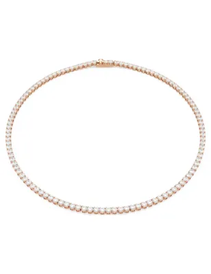 Collana Tennis Matrix, Bianca, Finitura Oro Rosa 18K Donna Swarovski