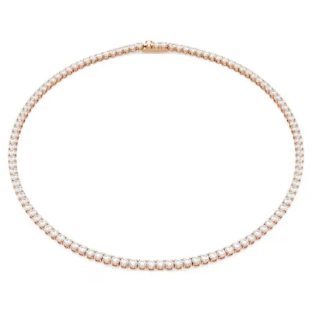 Collana Tennis Matrix, Bianca, Finitura Oro Rosa 18K Donna Swarovski