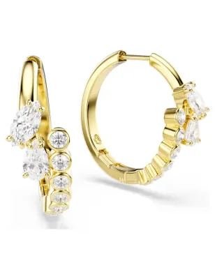Orecchini a Cerchio Mesmera, Bianchi, Finitura Oro 18K Donna Swarovski