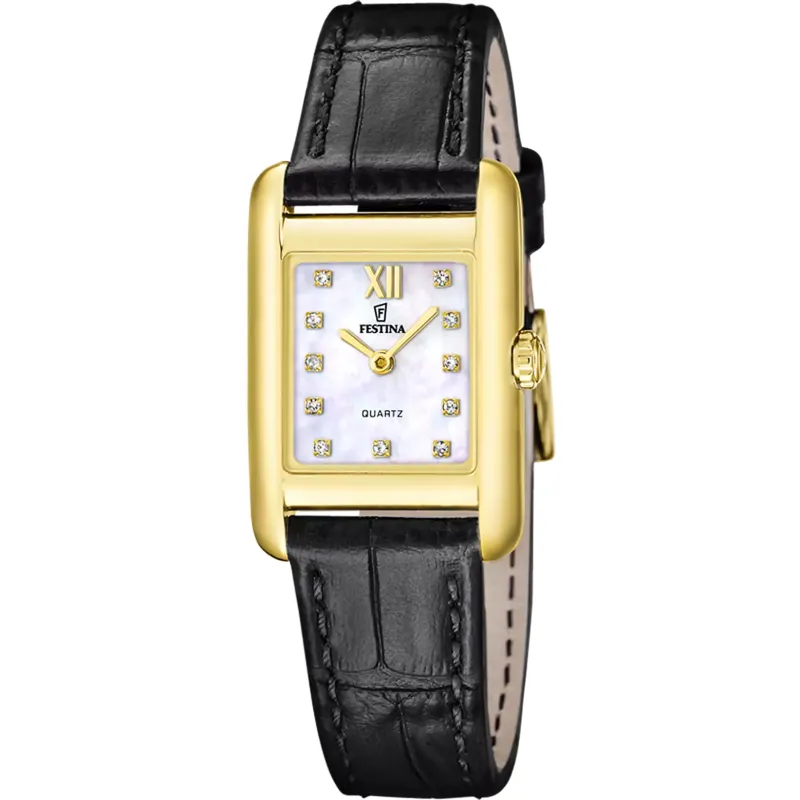 Orologio On The Square Gold Plated MOP Leather F20774/3 Donna Festina Orologio On The Square Gold Plated MOP Leather F20774/3 Donna Festina