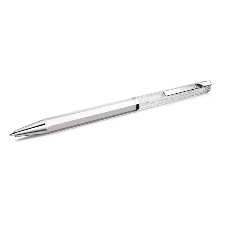 Penna Sfera Crystalline, Laccato Bianco, Cromato Swarovski