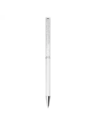 Penna Sfera Crystalline, Laccato Bianco, Cromato Swarovski