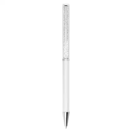 Penna Sfera Crystalline, Laccato Bianco, Cromato Swarovski