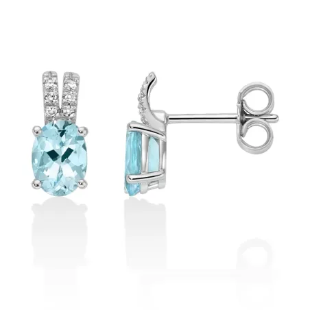 Orecchini Acquamarine Ovali Pavé Diamanti ERD2999 Donna Miluna