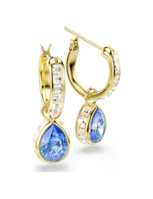 Orecchini Pendenti Chroma, Blu, Taglio Pear,Finitura Oro 18K Swarovski