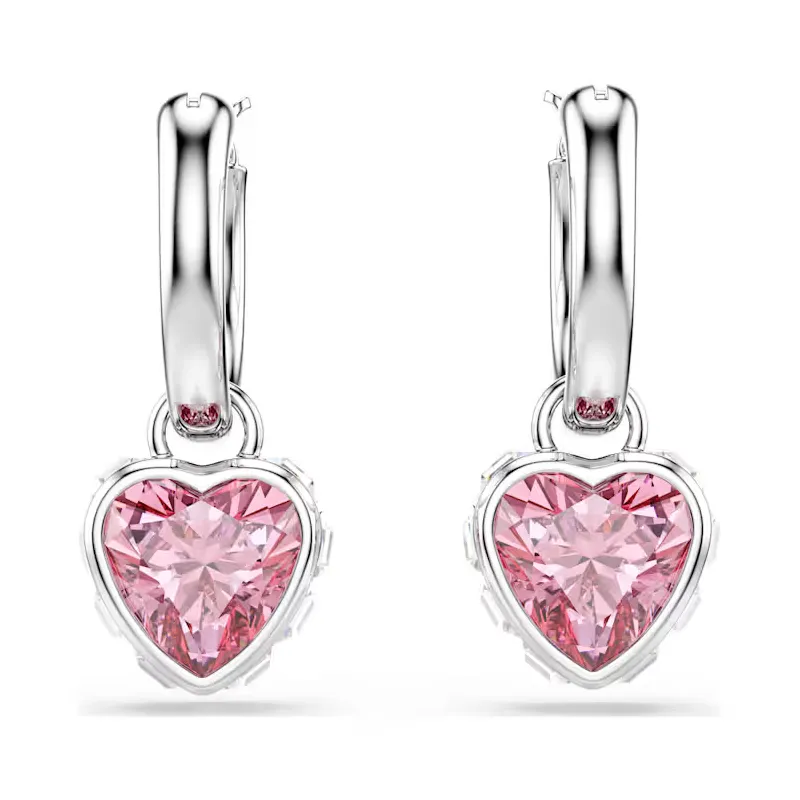 Orecchini Pendenti Chroma, Cuore, Rosa, Placcato Rodio Donna Swarovski Orecchini Pendenti Chroma, Cuore, Rosa, Placcato Rodio Donna Swarovski
