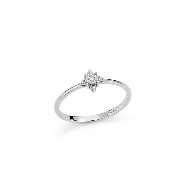 Anello Solitario Oro Bianco Diamanti LID3884 Donna Miluna