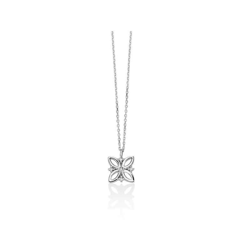 Collana Diamanti Oro Bianco 9kt Fiore CLD4671X Donna Miluna Collana Diamanti Oro Bianco 9kt Fiore CLD4671X Donna Miluna