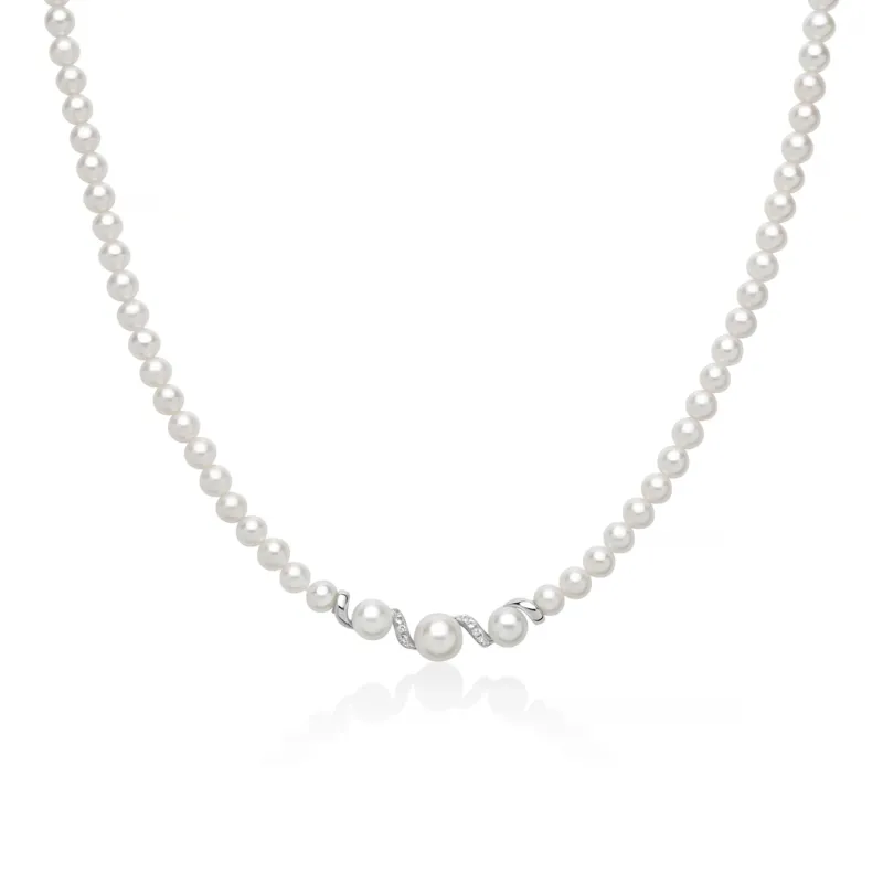 Collana Filo Perle Oriente Topazi Argento PCL6890 Donna Miluna Collana Filo Perle Oriente Topazi Argento PCL6890 Donna Miluna