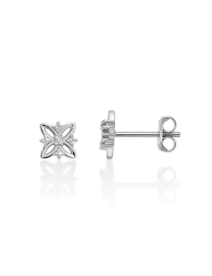 Orecchini Diamanti Oro Bianco 9kt Fiore ERD2805X Donna Miluna