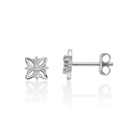 Orecchini Diamanti Oro Bianco 9kt Fiore ERD2805X Donna Miluna