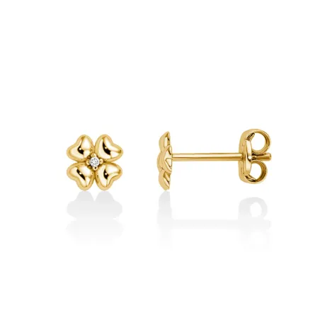 Orecchini Diamanti Oro Giallo 9kt Quadrifoglio ERD2811X Donna Miluna
