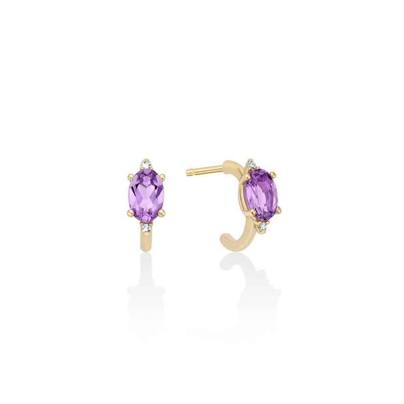 Orecchini Ametiste Viola Diamanti Oro Giallo 9kt ERD2973X Donna Miluna