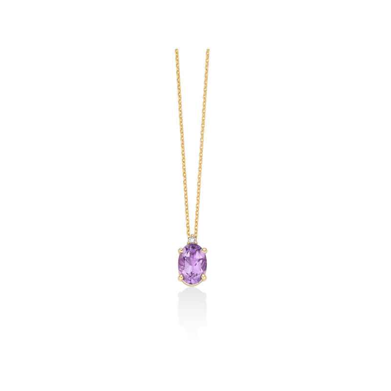 Collana Ametista Viola Diamante Oro Giallo 9kt CLD4837X Donna Miluna Collana Ametista Viola Diamante Oro Giallo 9kt CLD4837X Donna Miluna