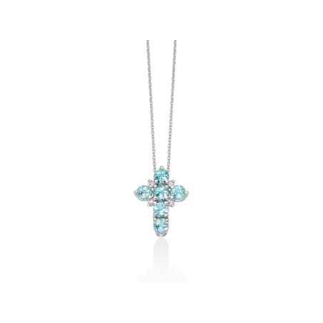 Collana Topazi Azzurri Croce Oro Bianco CLD5211X Donna Miluna - category_name - XDMG De Marchi Gianotti