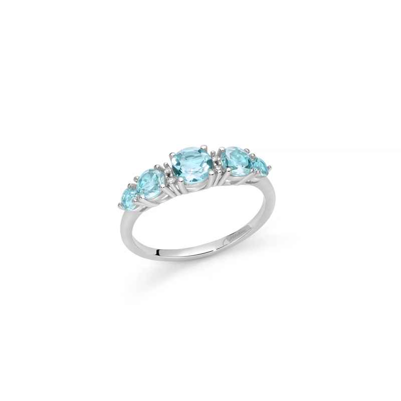 Anello Topazi Azzurri Degradé Oro Bianco LID4083X Donna Miluna Anello Topazi Azzurri Degradé Oro Bianco LID4083X Donna Miluna