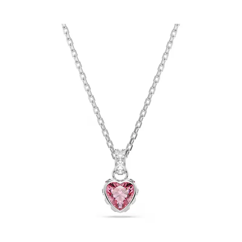Collana Chroma, Cuore, Rosa, Placcato Rodio Donna Swarovski