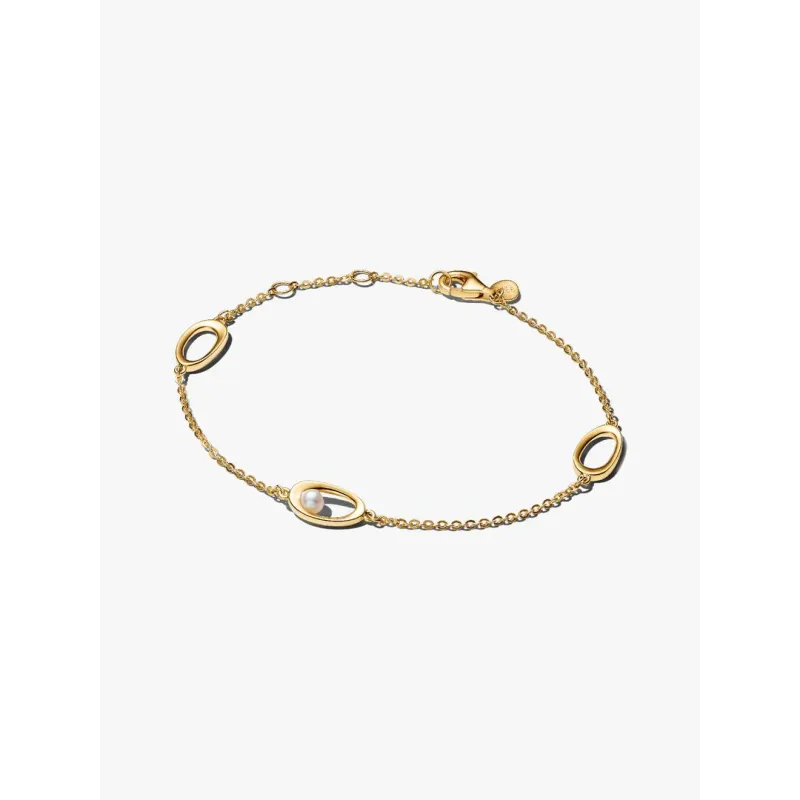 Bracciale Ovali Linea Sinuosa con Perla cm.16 Donna Pandora Bracciale Ovali Linea Sinuosa con Perla cm.16 Donna Pandora