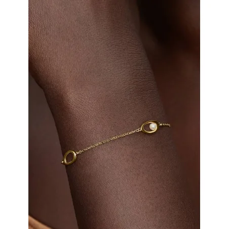 Bracciale Ovali Linea Sinuosa con Perla cm.16 Donna Pandora