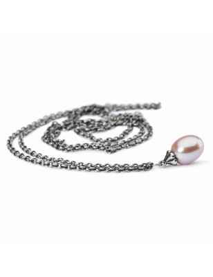 COLLANA D'ARGENTO CON PERLA ROSA DONNA TROLLBEADS  TAGFA-00051 Trollbeads